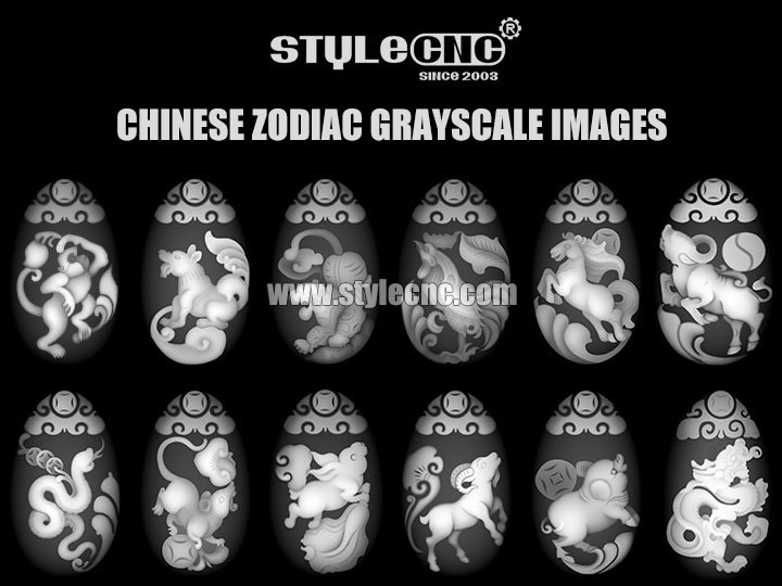 數(shù)控router grayscale images with Chinese Zodiac 數(shù)控router grayscale images with Chinese Zodiac